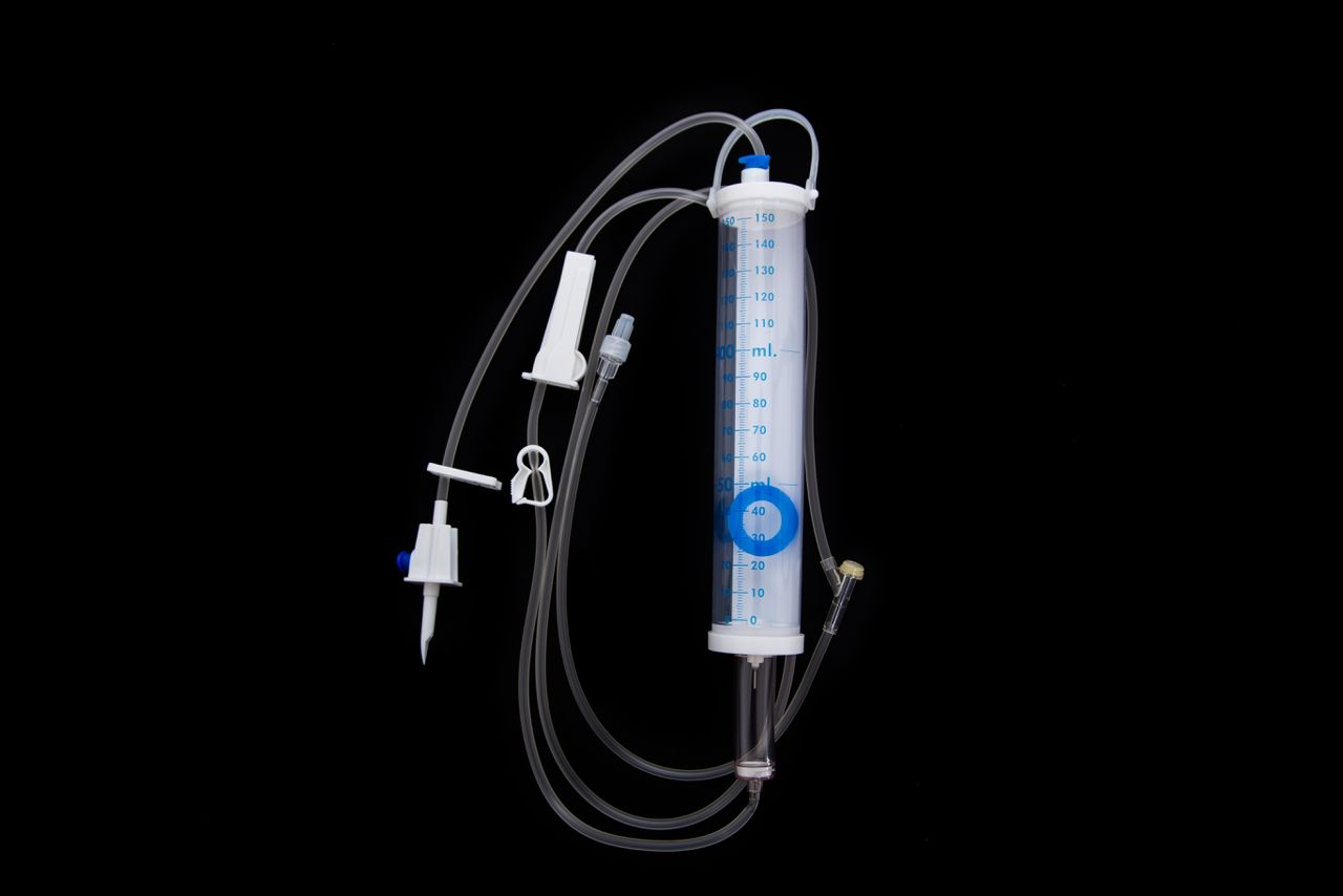 Autosterile Burette infusion set with Automatic Shut off Valve